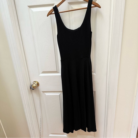 NWT Vince Black mixed media Midi Dress Scoop Neck Sleeveless tank XS - Picture 2 of 12